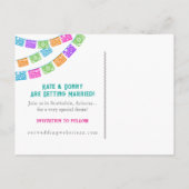 Papel Picado Wedding Save the Date Postcard Ankündigungspostkarte (Rückseite)