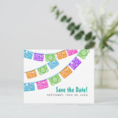 Papel Picado Wedding Save the Date Postcard Ankündigungspostkarte (Stehend Vorderseite)