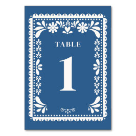 Papel Picado Wedding Tischnummern Blau mexikanisch