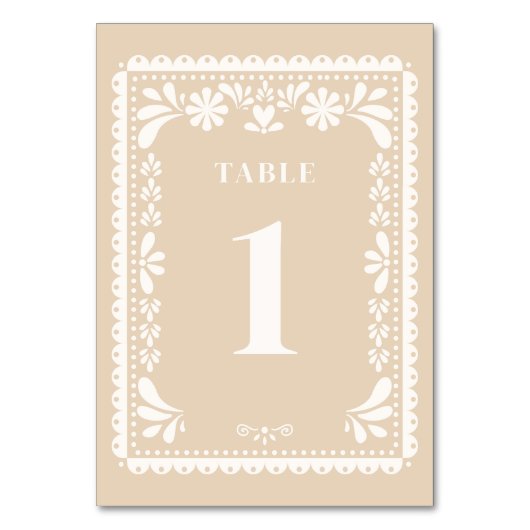 Papel Picado Wedding Tischnummern Modernisch mexik (Rückseite)