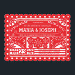 Papel Picado Wedite - Rot Einladung<br><div class="desc">Modernes papel picado spanisches Papier Fahnendesign von Shelby Allison. Für passende Einladungen,  Antwortkarten,  Aufkleber und andere Gegenstände klicken Sie auf den unten stehenden Link,  um die gesamte Sammlung von Papel Picado zu sehen.</div>