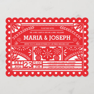 Papel Picado Wedite - Rot Einladung