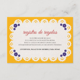 Papel Picado Yellow Nuestra Boda Spanish Wedding Begleitkarte
