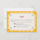 Papel Picado Yellow Nuestra Boda Spanish Wedding RSVP Karte (Vorderseite)