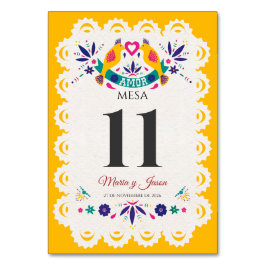 Papel Picado Yellow Nuestra Boda Spanish Wedding Tischnummer