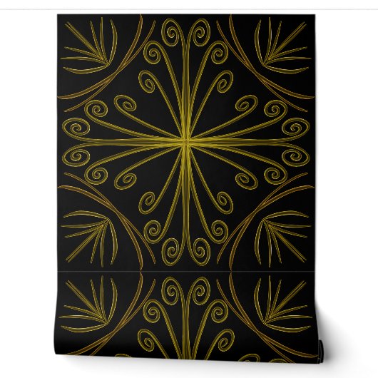 Papel Pintado Metallic flower tile abstract GOLD Tapete (Abrollen)
