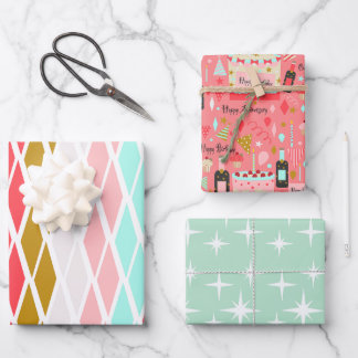 Papeles de regalo patrón cumpleaños vintage geschenkpapier set