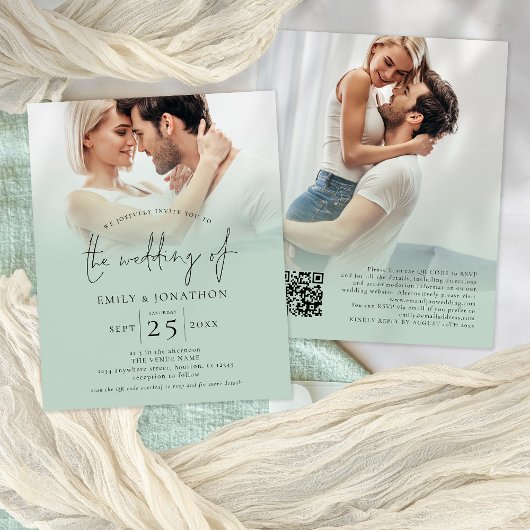 PAPER 2 Foto Overlay Script QR Sage Wedding Flyer