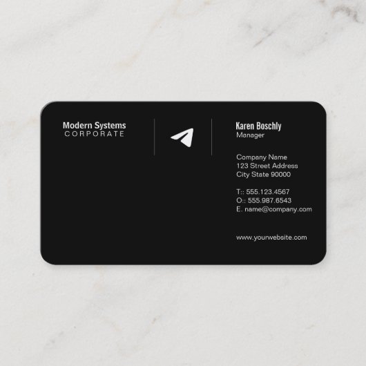Paper Airplane Logo | Simple Black Visitenkarte (Vorderseite)