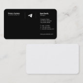 Paper Airplane Logo | Simple Black Visitenkarte (Vorne/Hinten)