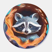 Paper Art Baby Raccoon in Tree 3D