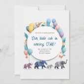 Paper Art Elephant Parade mit Balloons Geburtstag Einladung (Vorderseite)