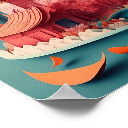 Paper Art Happy Ramadan Leinwand Poster (Ecke)