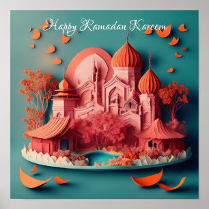 Paper Art Happy Ramadan Leinwand Poster