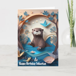 Paper Art Niedlich Otter Happy Birthday Card Karte