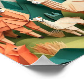 Paper Art Origami Alpacas Scene 3D Poster (Ecke)