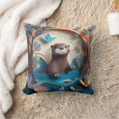 Paper Art Origami Otter in Water 3D Kissen (Decke)