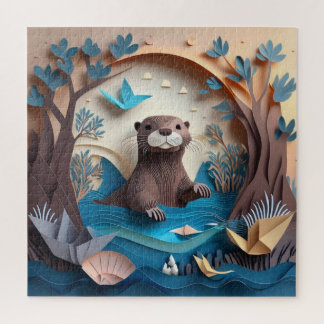 Paper Art Origami Otter in Water 3D Puzzle