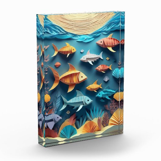 Paper Art Origami Sea Life Scene 3D Fotoblock (Links)