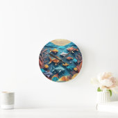 Paper Art Origami Sea Life Scene 3D Runde Wanduhr (Zuhause)