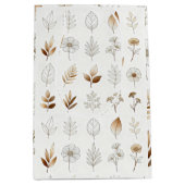 Paper Bag with Gold Botanical Sketches Mittlere Geschenktüte (Vorderseite)