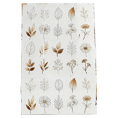 Paper Bag with Gold Botanical Sketches Mittlere Geschenktüte (Rückseite)