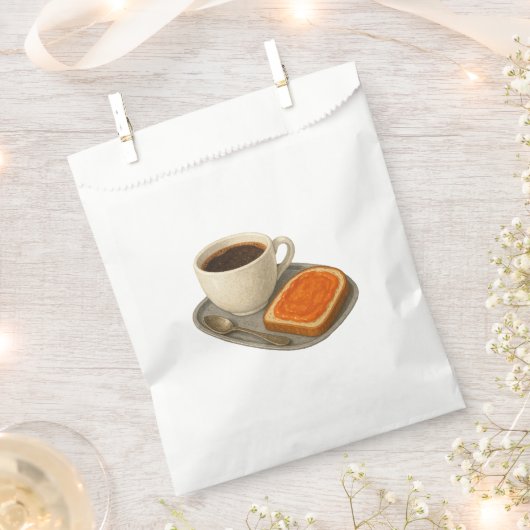Paper bag with illustration of coffee and toast geschenktütchen (Ausgeschnitten)