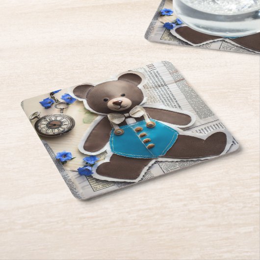 Paper Bear Coaster Rechteckiger Pappuntersetzer (angewinkelt)