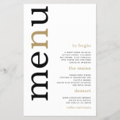 PAPER Black Gold Typografy White Wedding Menu Flyer (Vorne)