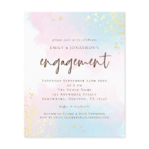 PAPER Blue Pink Watercolor Brown Script-Verlobung