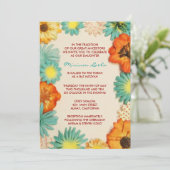 Paper Blume Aqua Bat Mitzvah Einladung (Stehend Vorderseite)