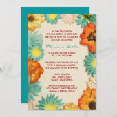 Paper Blume Aqua Bat Mitzvah Einladung (Vorne/Hinten)