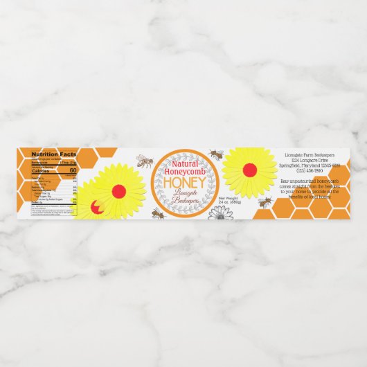 Paper Blume Natural Honeycomb Honey Jar Labels Wasserflaschenetikett (Einzelnes Label)