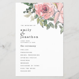 PAPER Blush Pink Florals Hochzeitsprogramm