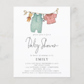 PAPER Boho Chic Kleidung on Line Baby Dusche Flyer (Vorne)