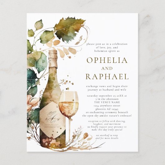 PAPER Boho Foliage und Wine Bohemische Hochzeit Flyer (Vorne)