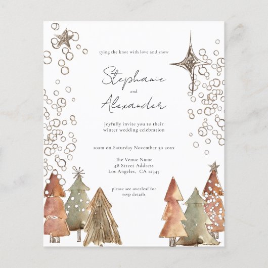 PAPER Boho Trees Stars QR Code Weihnachtsfeier Flyer (Vorne)