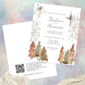 PAPER Boho Trees Stars QR Code Weihnachtsfeier Flyer