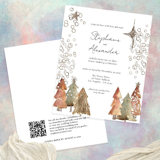 PAPER Boho Trees Stars QR Code Weihnachtsfeier Flyer
