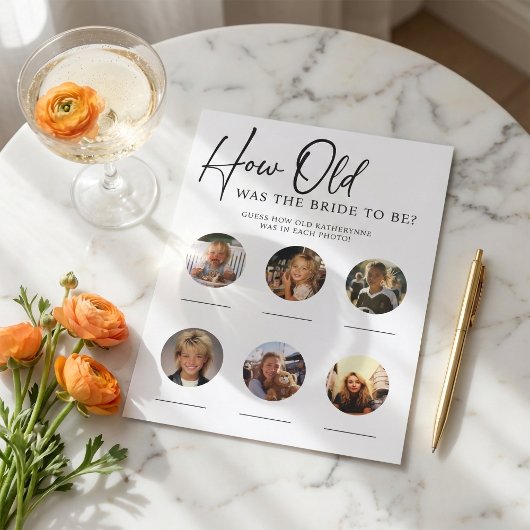 PAPER Brautparty Party Spiel wie alt war Braut Flyer