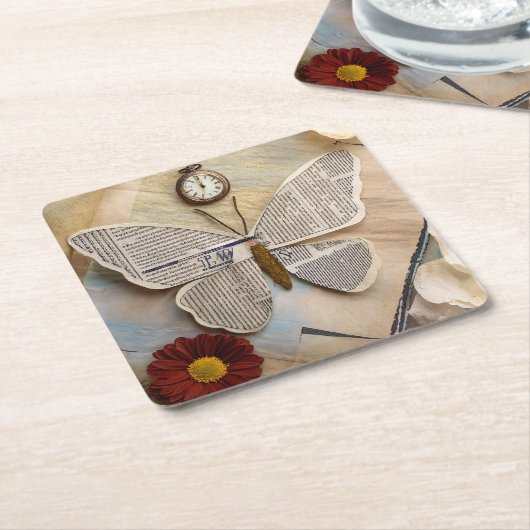 Paper Butterfly Coaster Rechteckiger Pappuntersetzer (angewinkelt)