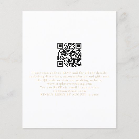 PAPER Champagne Gold Script QR Code Hochzeit Flyer (Hinten)