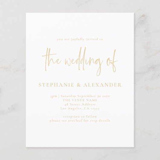 PAPER Champagne Gold Script QR Code Hochzeit Flyer (Vorne)