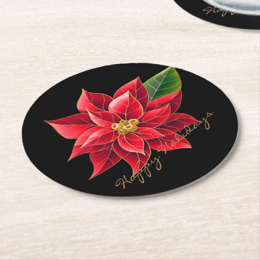 Paper Christmas Untersetzer Happy Holidays Poinset (Angewinkelt)