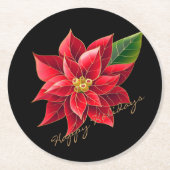 Paper Christmas Untersetzer Happy Holidays Poinset (Vorderseite)
