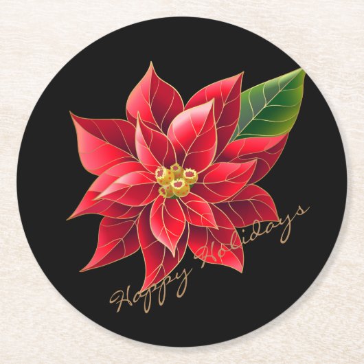 Paper Christmas Untersetzer Happy Holidays Poinset (Vorderseite)