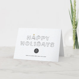 Paper Clips Happy Holidays Blue Grids Business Feiertagskarte