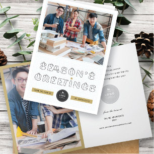 Paper Clips Season's Greetings Blue Grids Business Feiertagskarte