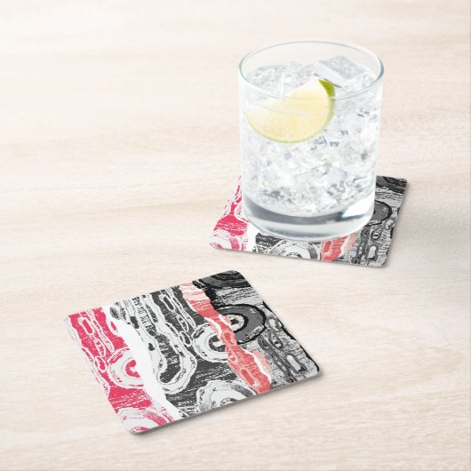 Paper Coaster – Abstract Land Rechteckiger Pappuntersetzer (Vor Ort)