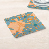 Paper Coaster Contemporary Leaf Design in Peach Rechteckiger Pappuntersetzer (angewinkelt)